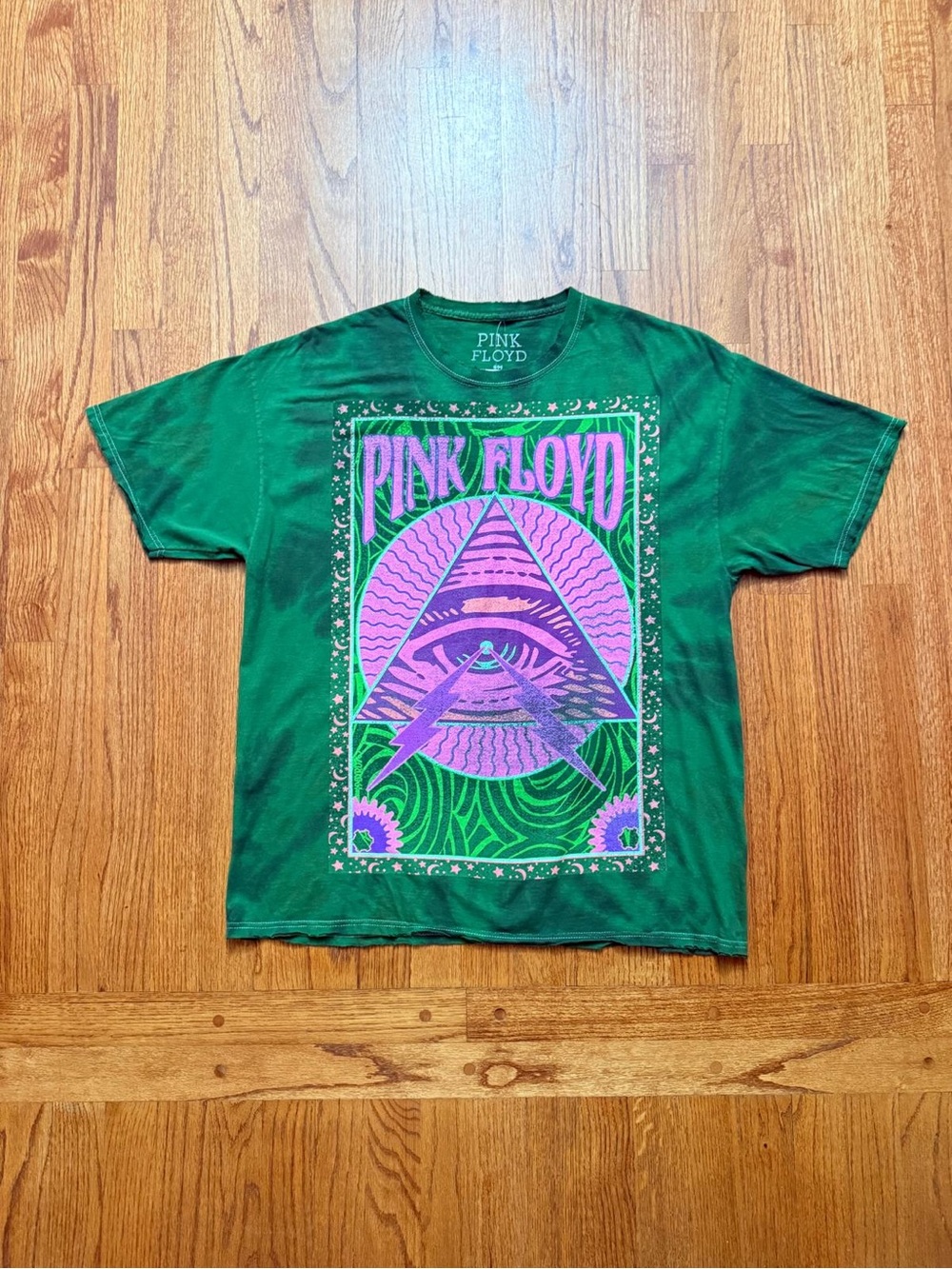Pink Floyd Green Tee with Pink & Purple Graphic